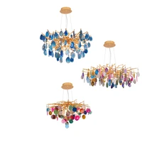 postmodern colorized agate designer led lustre chandelier lighting suspension luminaire lampen for dinning room