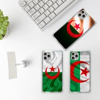 algeria national flag phone case for iphone 7 8 11 12 x xs xr mini pro max plus clear square transparent