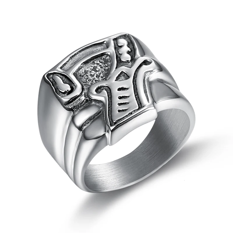 Классические кольца в стиле панк рок н ролл с цифрой 7 для байкеров мужские крутые