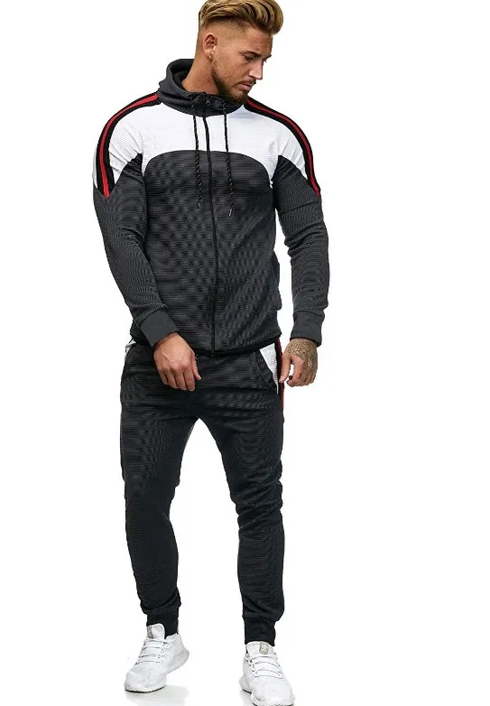 Dark Grey Set Men Брендовый мужской спортивный костюм, модная Толстовка с длинным рукавом, штаны для бега, спортивная одежда в стиле хип-хоп, 2 шт., Ensemble Homme, мужская одежда - Цвет: Dark Grey Set Men