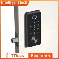 t1 black intelligent door lock tt lock app smart home safe fingerprint lock wifi biometric deadbolt electronic door lock