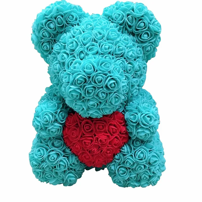 

Dropshipping 40cm Teddy Bear of Rose Artificial Flowers PE Rose Bear for Women Valentines Wedding Christmas Gift Box Home Decor