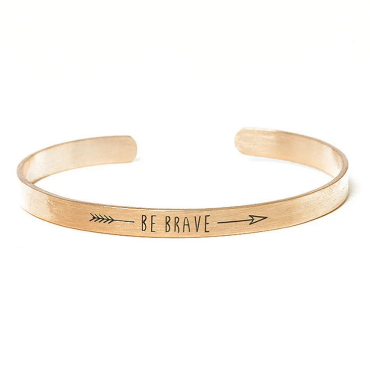Золотистый Круглый Розовый Серебристый Браслет-манжета с буквами Be Brave Модный