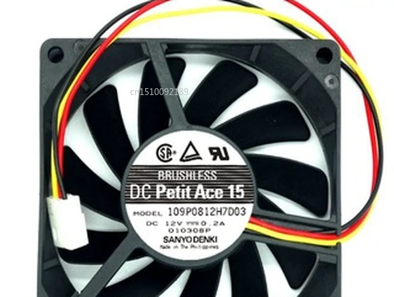 

Free shipping Original 109P0812H7D03 12V 0.2A 8015 8CM 80*80*15MM 3 wire cooling fan