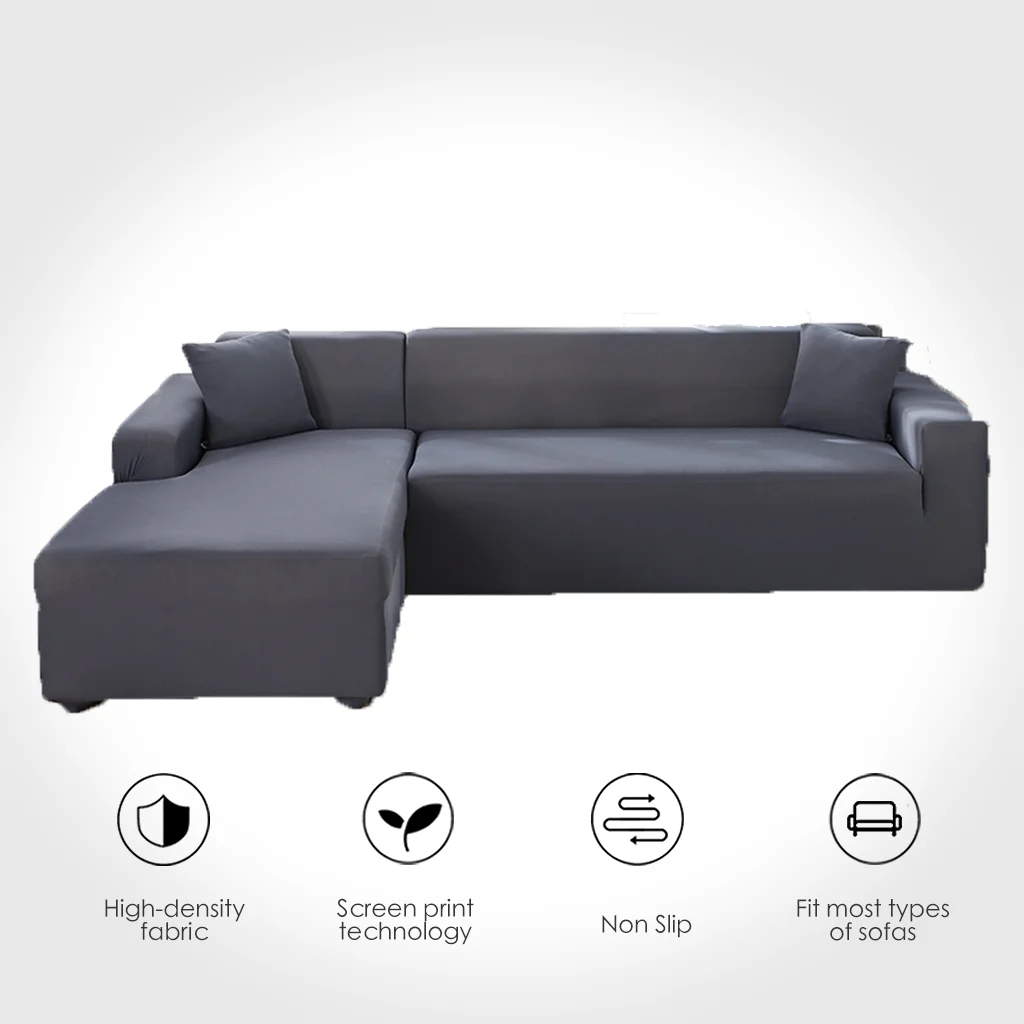 Однотонные Чехлы для угловых диванов гостиной эластичный чехол из спандекса