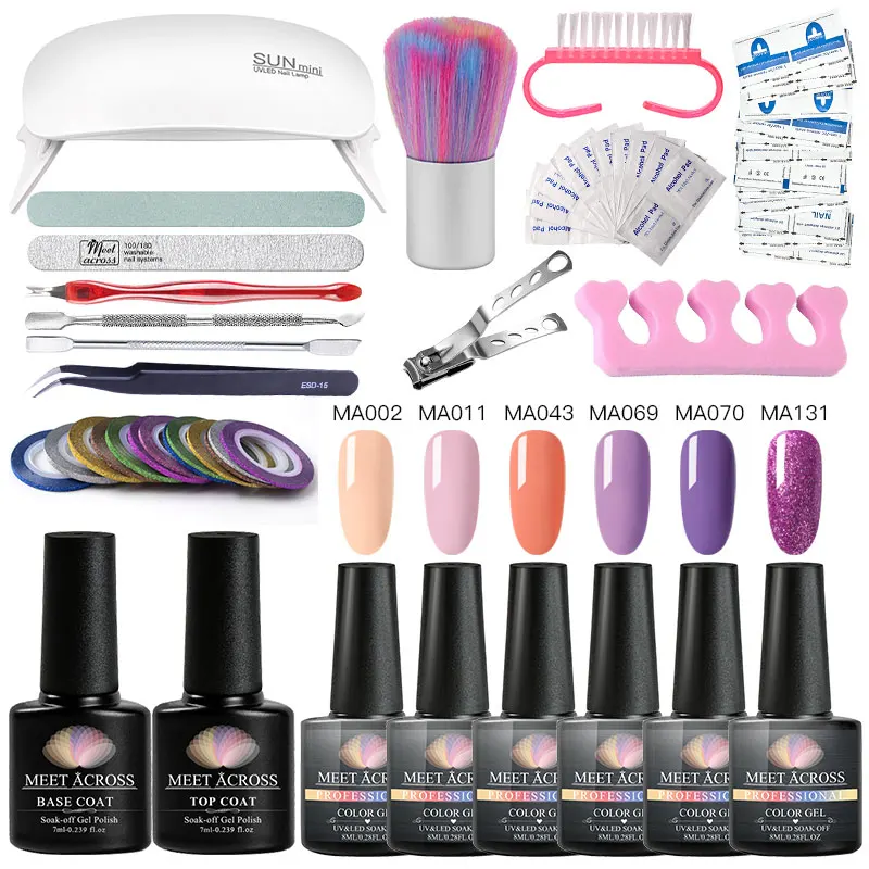 Набор для ногтей 6 Вт Светодиодный УФ лампа Сушилка с красочным гель лаком набор