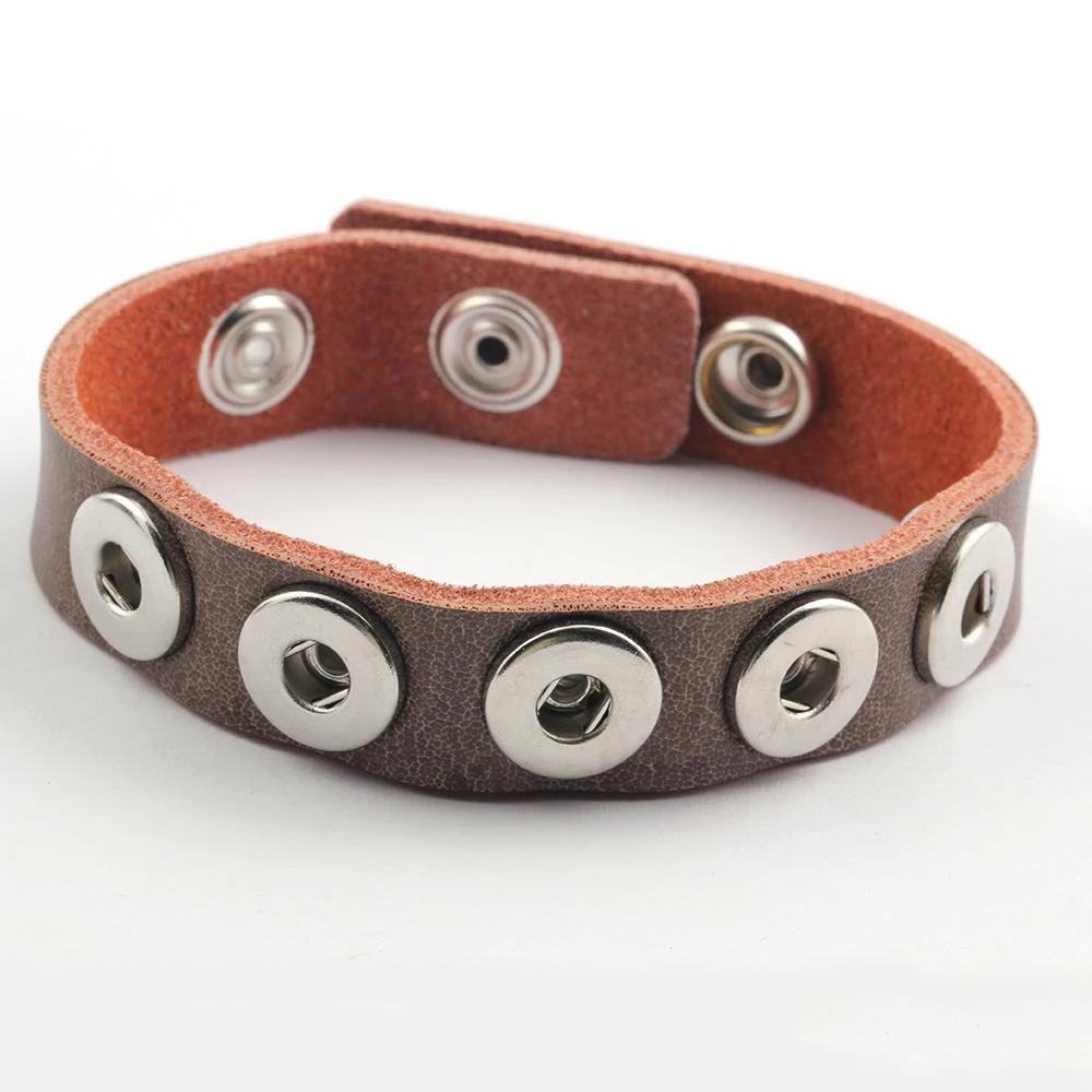 Оптовая продажа кожаные браслеты с застежкой кнопкой 23 мм для женщин ювелирные