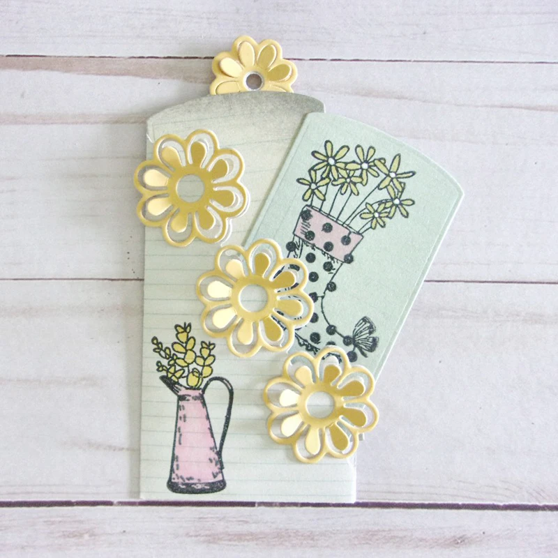 Трафаретный вырубной штамп цветочный тег & карман Скрапбукинг оформление
