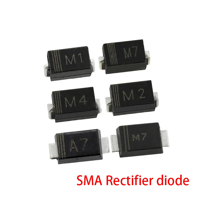 100 шт. 1N4001 M1 1N4004 M4 1N4007 M7 FR107 RS1M FR207 RS2M HER108 US1M SF18 ES1J SF14 ES1D DO-214AC SMA выпрямительный диод |