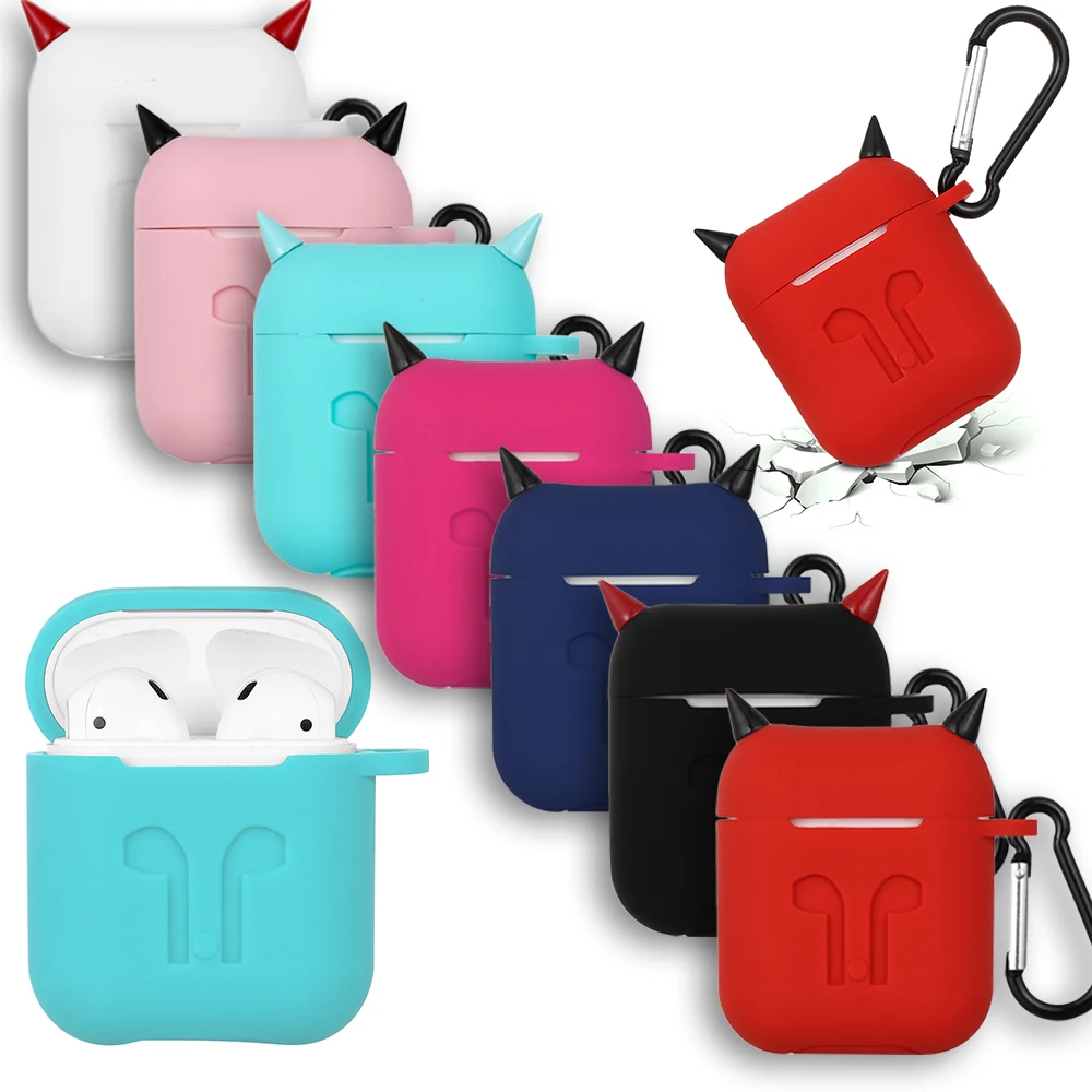 Силиконовый Bluetooth беспроводной Чехол для наушников Apple Airpods Маленький Дьявол