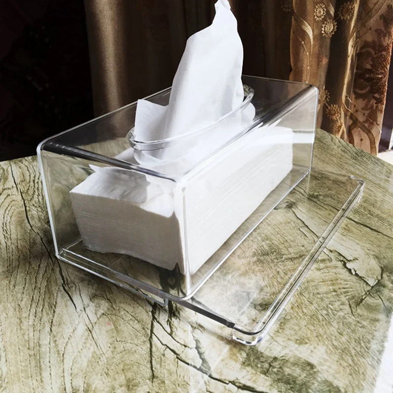 

Promotion! 1Pcs Transparent Tissue Box Large Opening Napkin Holder & 1x Square Tissue Box Cover Tissues Paper Holder