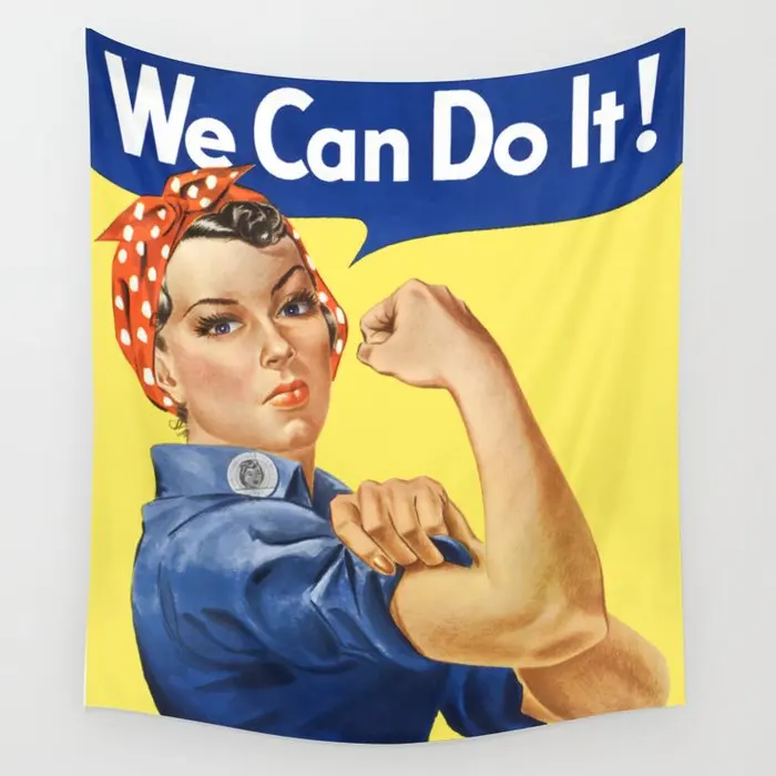 

We Can Do It Rosie the Riveter Poster Tapestry Wall Hanging Room Carpet Bedspread Beach Mat Tapestries Art Home Accessories