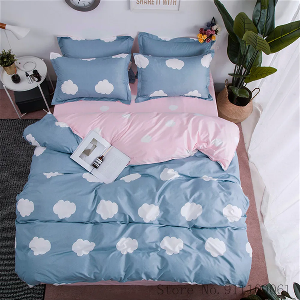 Aloe Cotton Pink Heart Bedding Set Cover Bed Sheets and Pillowcases Bet Queen Size Home Textile Full Comforter | Дом и сад