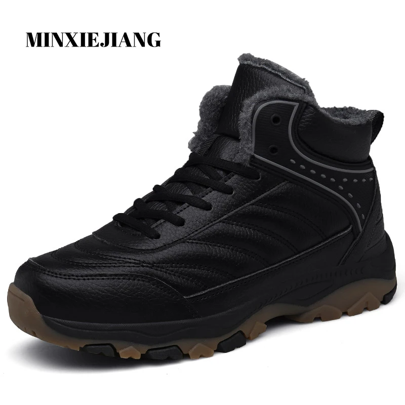 Классические мужские зимние ботильоны теплые ботинки из толстого плюша уличные