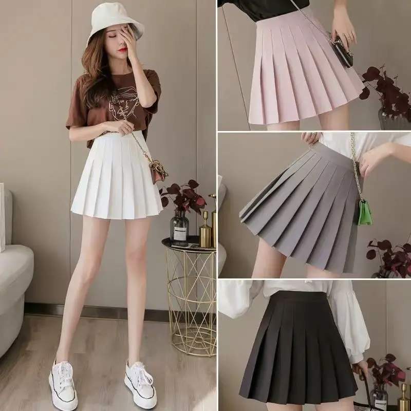 

Pleated Skirt Women's College Fresh Temperament High Waist Show Thin Versatile Korean Slim Skirt Spring and Autumn Fashion a Wor