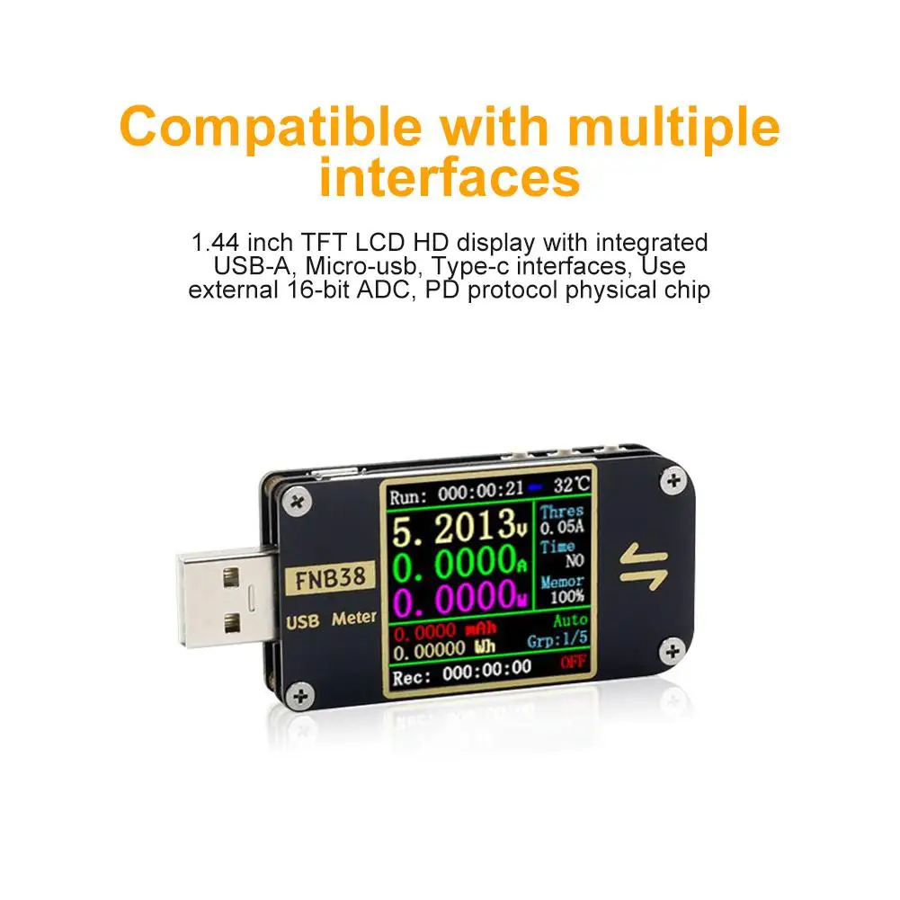 FNB38 USB ЖК-вольтметр QC4 PD3.0 2 0 PPS тестер протокола быстрой зарядки | Компьютеры и офис