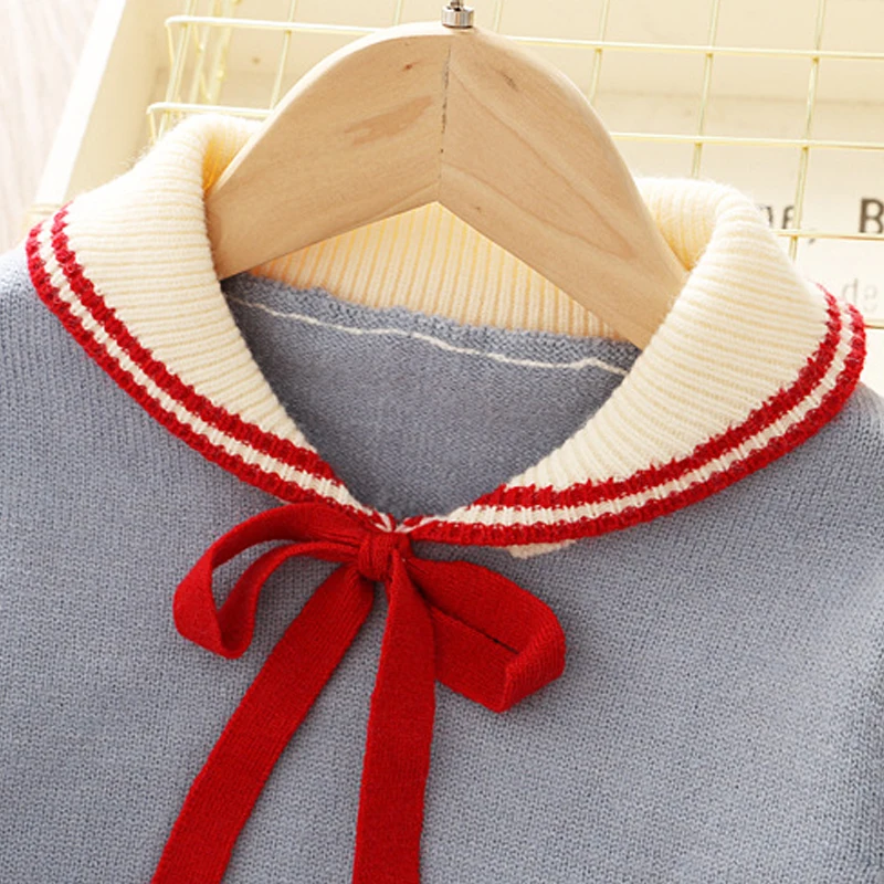 Keelorn Girls Dresses Spring Winter Wool Knitted Sweater Girl Bow dress For Party Wedding Baby Clothes Pleated | Детская одежда и
