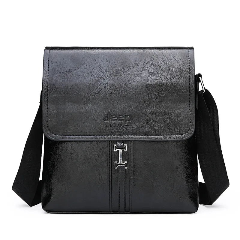 

JEEP Men Square Shoulder Bag Brown Crossbody Business Messenger Bags Casual Flap Genuine Pu Leather For Man Fashion New Hot Sell