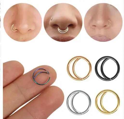 

1 Pcs 8MM Steel Clicker Segment Nose Hoop Rings Hinged Ear Nose Septum Piercing Unisex Ear Tragus Cartilage Body Jewelry Nostril