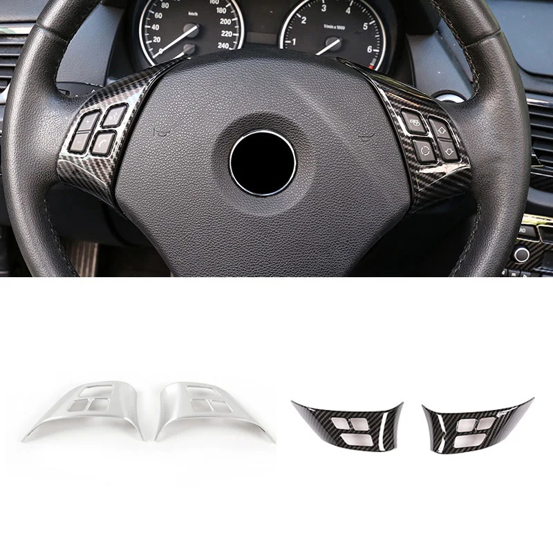 

For BMW X1 E84 2010 2011 2012 2013 Carbon Fiber Texture Interior Steering Wheel Switch Button Frame Cover Trim For 3 Series E90