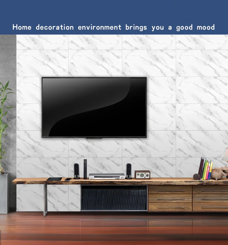 

Imitation Marble Tile Wall Stickers Bathroom TV Backdrop Wall Decoration Self Adhesive PVC Waterproof Living Room Floor Stickers