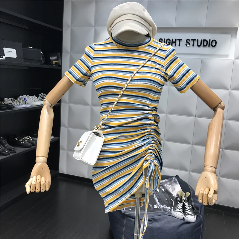 Женское облегающее платье на завязках Клубное Короткое с круглым вырезом и