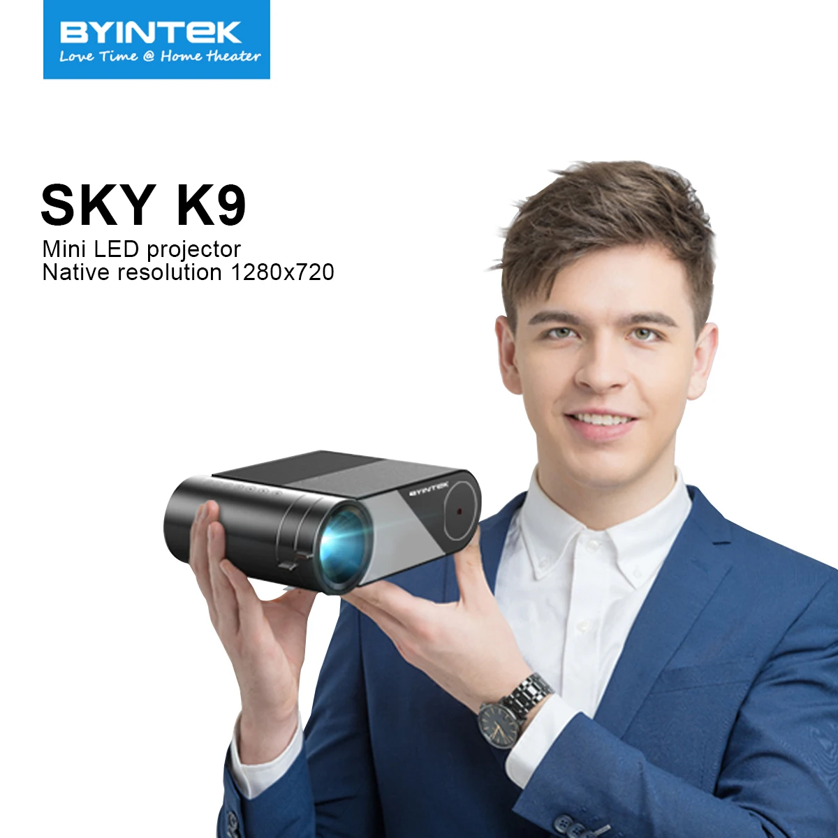Портативный видеопроектор BYINTEK K9 Mini 1280x720P светодиодный проектор для кинотеатра