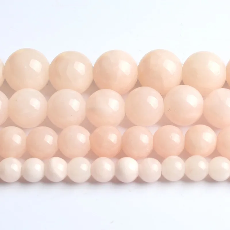 Натуральный камень светло-розовые бусины из нефрита Круглые свободные для