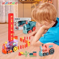 diy kids domino train set sound light automatic laying domino brick colorful dominoes blocks game educational toy gift