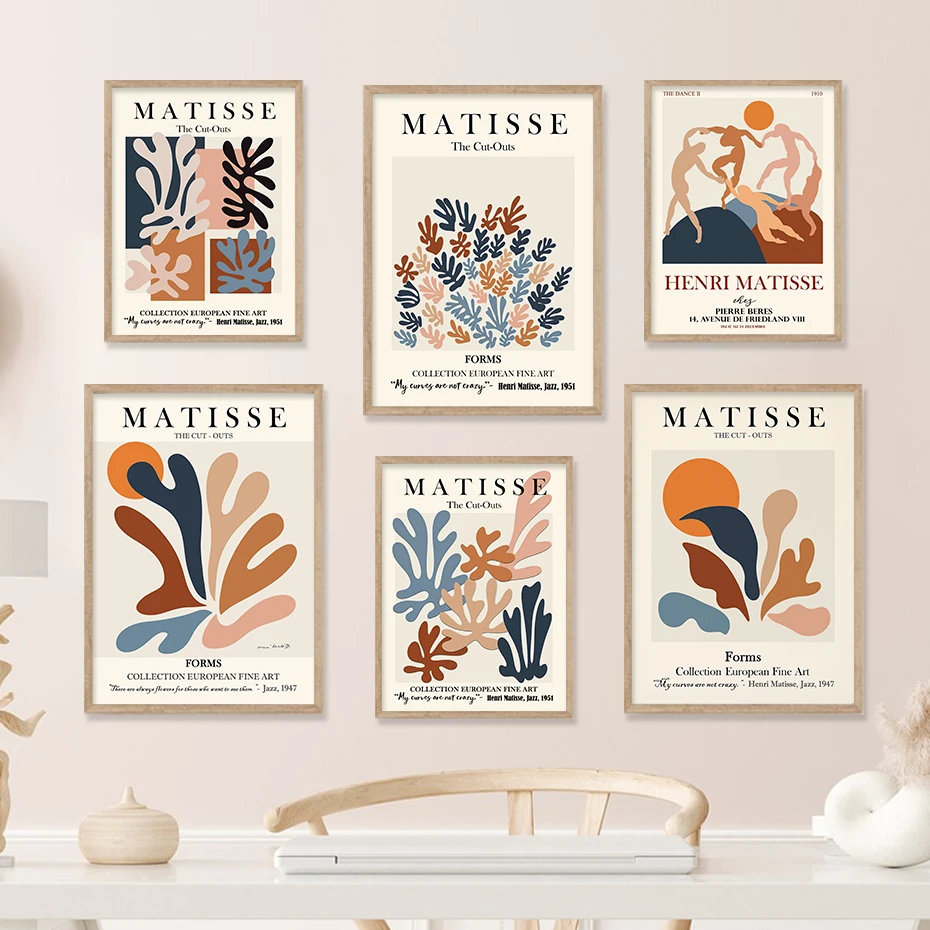 

Abstract Matisse Line Flower Posters Boho Canvas Painting Wall Art Print Pictures Living Room Modern Interior Home Decoration