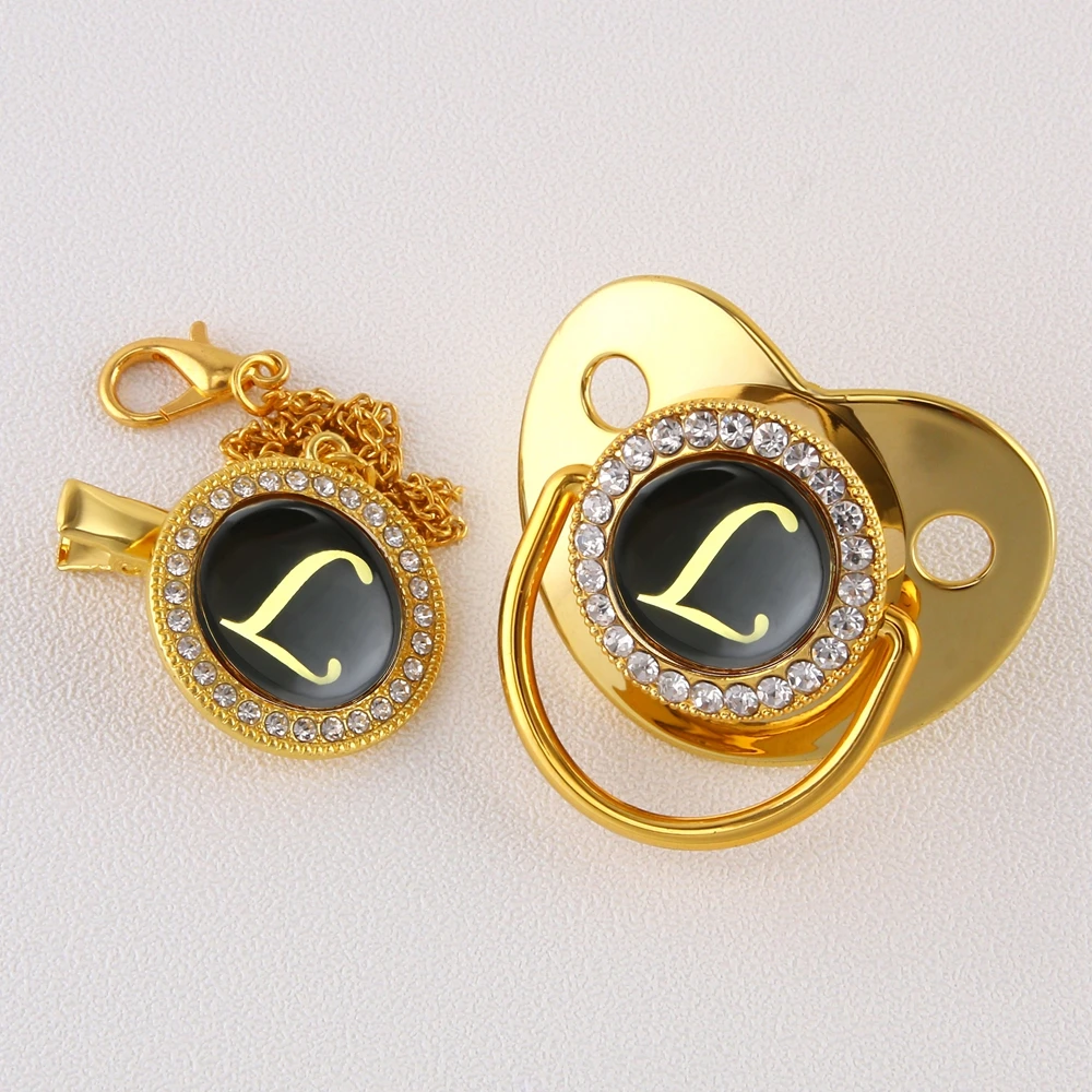 Роскошный Золотой зажим-цепочка для соски-пустышки с надписью A BlingBling без