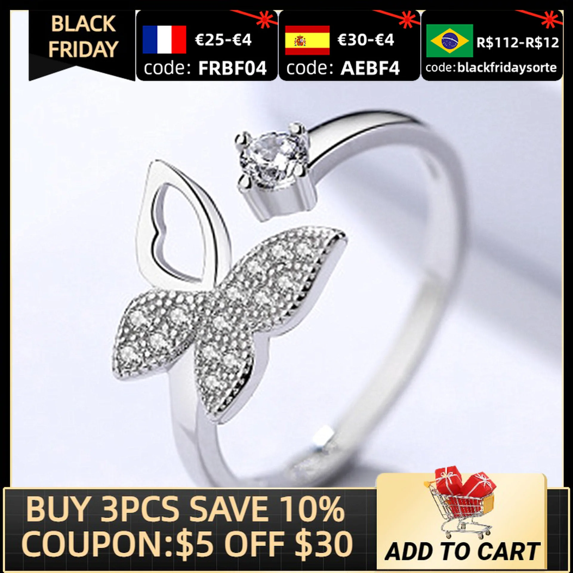 

2021 New Trendy Butterfly 925 Sterling Silver Fashion Ring for Women Party Gift Jewelry Wholesale R6331