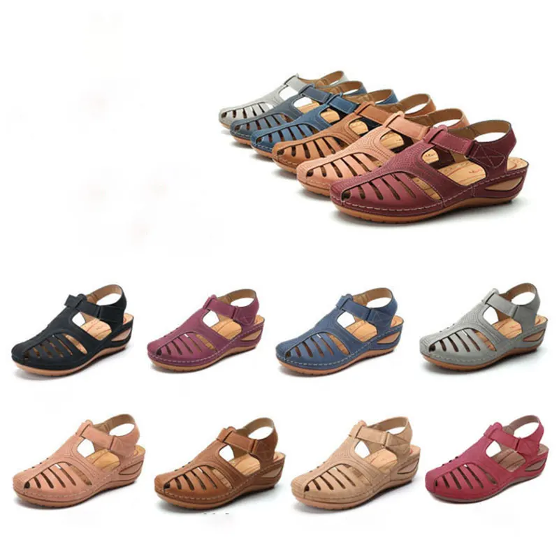 Женские босоножки на платформе повседневные в стиле ретро с круглым носком