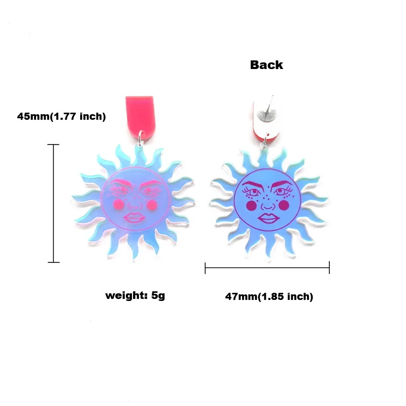 Лазерная резка радужные акриловые прикольные серьги с изображением небесного