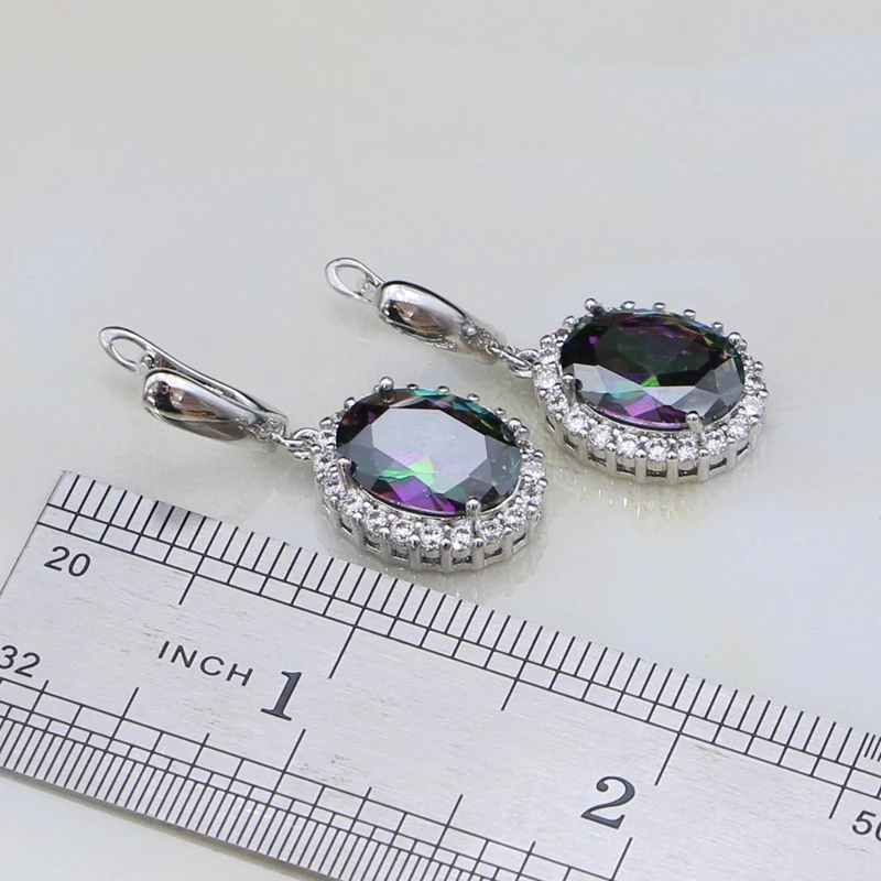 Ювелирные изделия из серебра 952 пробы мистик радужные камни белый цирконий