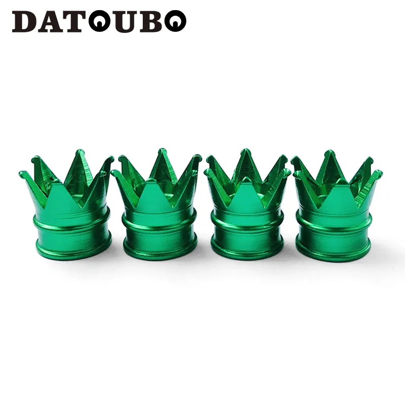 4 pcs of green DATOUBO, 4 шт., Новое поступление, цветная алюминиевая коронка, автомобильная велосипедная шина, крышка клапана s, воздушный клапан, пылезащитная крышка s, грузовик, велосипедное колесо, крышка Trye - Цвет: 4 pcs of green
