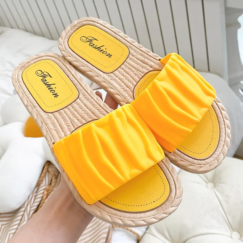 

Women Temperament Slippers Charm Open-toe Design Slippers 2021 Vacation Beach Flat Sandals Casual Flip Flops Women Shoes