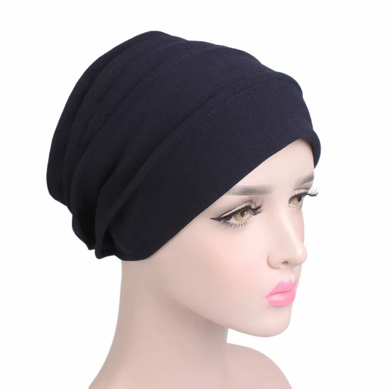 Женская хлопковая дышащая шляпа Новая женская hijabs эластичная чалма Ткань Голова Кепка шапка для девушек аксессуары для волос мусульманский шарф шапка