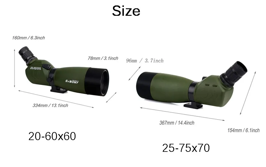 SVBONY 20-60x60/25-75x70mm Зрительная труба SV14 зум телескоп BAK4 призма Водонепроницаемый охотничий Монокуляр+ телефонный адаптер F9310 для охоты, стрельбы, стрельбы из лука, наблюдения за птицами