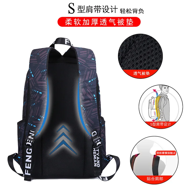 backpack men's student school bag factory direct sale Oxford cloth laptop travel Large capacity black | Багаж и сумки