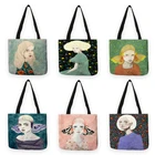 B13020 творческая художественная женская сумка с рисунком для девушек, вместительные многоразовые сумки для покупок