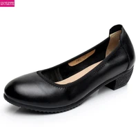 focus on working shoes for over 30 years middle heel genuine leather coarse heel work shoes office womens shoes