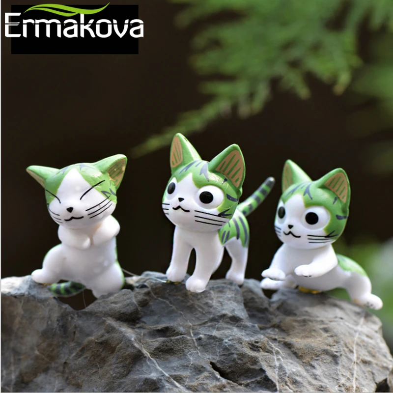 ERMAKOVA 6 шт./партия фигурка кота маленькая статуя милая животного мультяшная