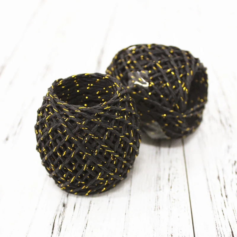 Рулон 20 м натуральный цветной бумажный шнур Золотая Подарочная коробка веревка