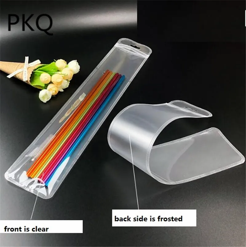 50 шт. 7*40 см длинная пластиковая застежка-молния пакет прозрачный пакет на молнии молния упаковочная коробка для бровей ювелирные изделия в форме карандашей подарочные пакеты - Цвет: frosted