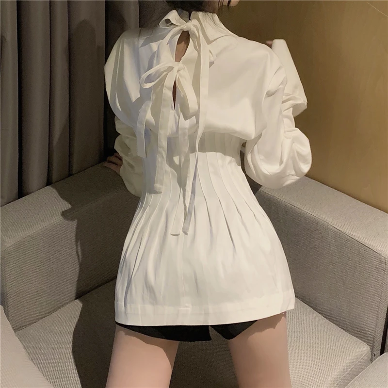 

Women's Clothing fashion brand sweet full turn-down collar Korean style Spring and autumn white tops high quality Trend shirts