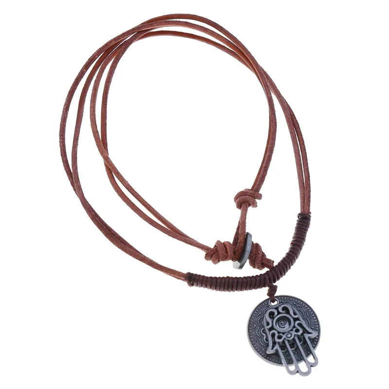 

Explosive Jewelry Vintage Woven Cowhide Necklace Men's Beach Necklace Wholesale