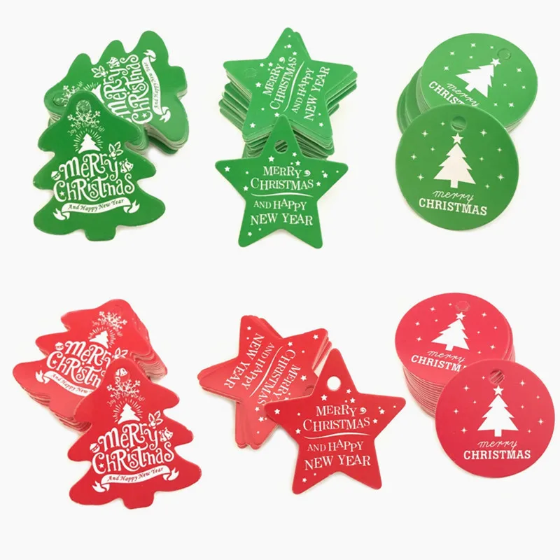 

Merry Christmas Tags Santa Claus DIY Crafts Kraft Paper Card Navidad Christmas Decorations for Home Party Gifts Wrapping Labels