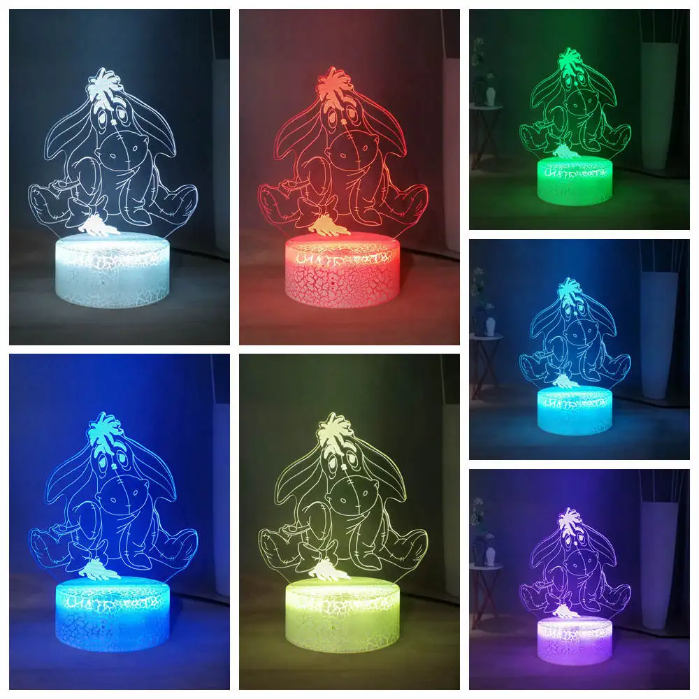Дропшиппинг милый ИА RGB многоцветный 3D оптическая лампа Пух медведь светодиодный