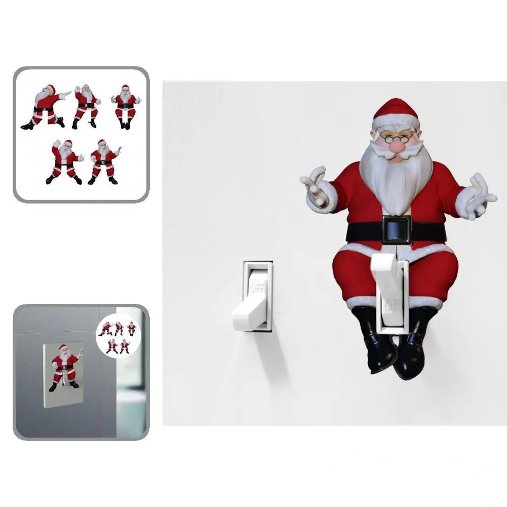 

Santa Claus Sticker Wide Application 5 Style Christmas Window Sticker Switch Stickers Light Switch Sticker 5Pcs/Bag